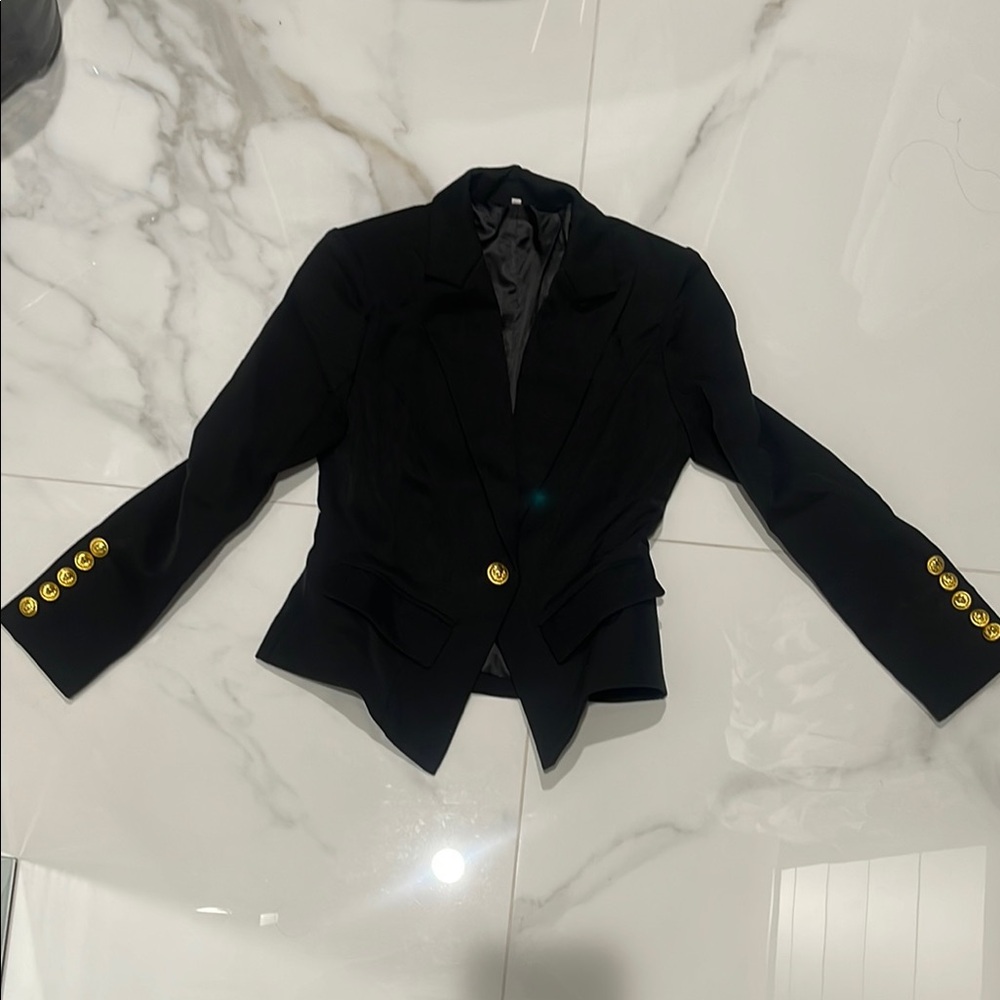 Black Women's Blazer with Gold Buttons